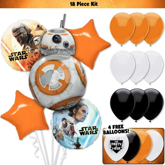18pc Star Wars Balloons BB-8 Lightside vs. Darkside Balloon Kit - Birthday Party Decoration Supplies