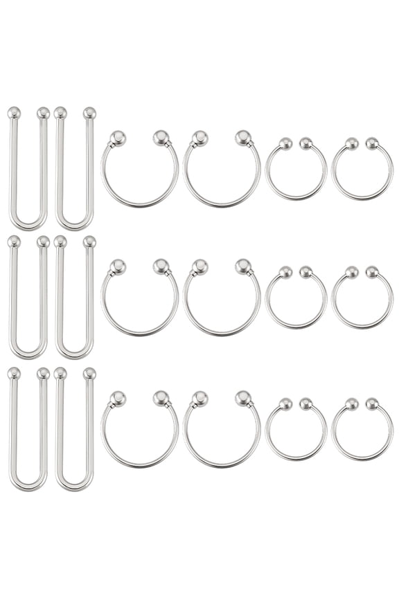 18pcs 3 Sizes Alloy Bikini Clips U Shape Ring Buckle Bra/Bikini Hook Closure Front Closing Clasp Clicker Closure Garment Clasps Bra Buckle for Sewing Lingerie Swimsuit Platinum DIY