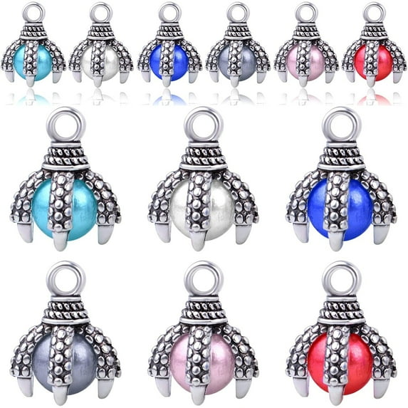 18pcs 6 Colors Dragon Claw Beads Charms Pendants Vintage Dangle Charms Craft Supplies Jewelry Making Accessories for DIY Necklace Bracelet Earring Handmade Decorations