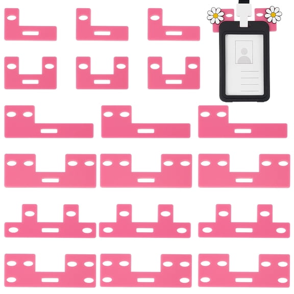 18pcs 6 Styles Badge Buddy Topper Acrylic Card Holder Pink ID Badge Topper Buddy Pin Holder Fit Vertical Horizontal Holder