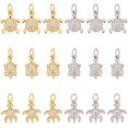 18pcs 6 Styles Turtle Pendant Charms Brass Micro Pave Cubic Zirconia