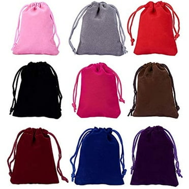 18pcs 9 Colors 9x7cm Velvet Cloth Drawstring Bags Small Gift Bags for Party Favors Bags