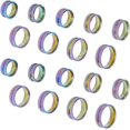 thumbnail image 1 of 18pcs 9 Sizes Rainbow Frosting Grooved Finger Rings Narrow Grooved Shiny Blank Ring Stainless Steel Round Blank Core Ring for Inlay Handmade Ring Jewelry Making Gift colorful, 1 of 6