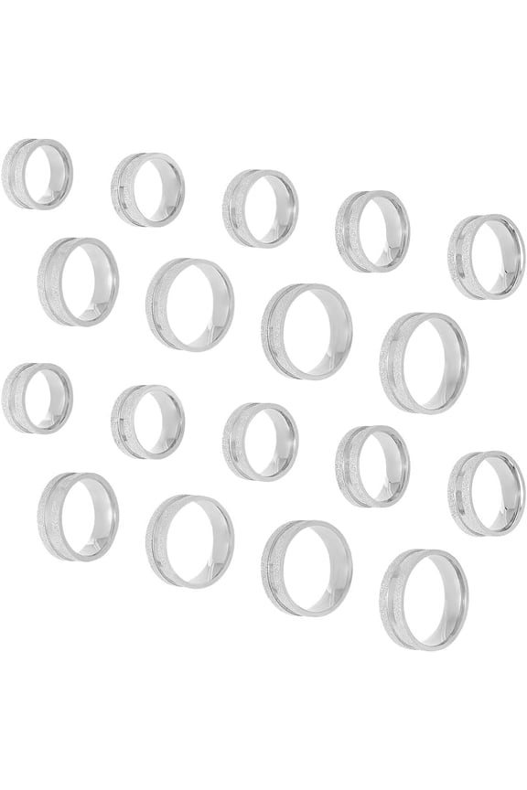 18pcs 9 Sizes Stainless Steel Frosting Grooved Finger Rings Narrow Grooved Shiny Blank Ring Round Blank Core Ring for Inlay Handmade Ring Jewelry Making Gift