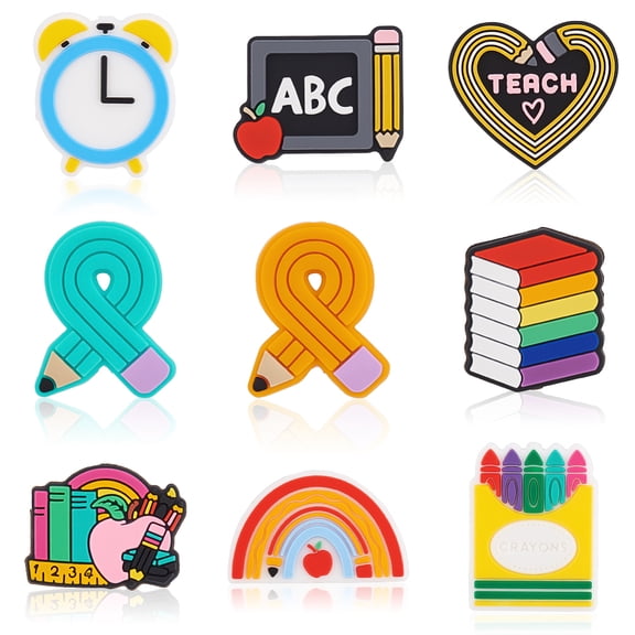 18pcs 9 styles Food Grade Eco-Friendly Silicone Focal Beads DIY Necklaces Making Mixed Shapes 18.5~30.5x23~31x6.5~8mm Hole: 2mm 2pcs/style Silicone