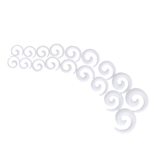 18pcs Acrylic Stretcher Spiral Taper Ear Expander 9 Sizes Gauge - White