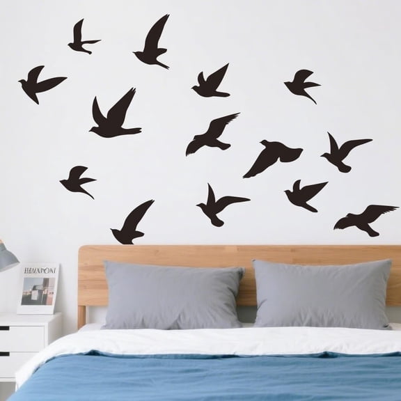 18pcs Black Birds Wall Stickers Flying Bird Wall Decals Animal Wallpaper Sticker Vinyl Art Transfer Decor