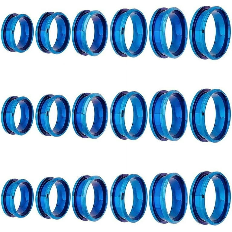 20pcs 5 Colors Blank Core Ring Size 7 Stainless Steel Grooved Finger Ring  for Inlay Round Empty Ring Blanks with Velvet Pouches for Jewelry Making