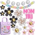 thumbnail image 1 of 18pcs Bogg Bag Accessories Decoration Charms Pearls Colorful Flowers Pink Momlife Insert Charm with 1pcs Short Chain Clasp, Compatible with Women Rubber Beach Bag Tote Bogg Bags Handbags, 1 of 8