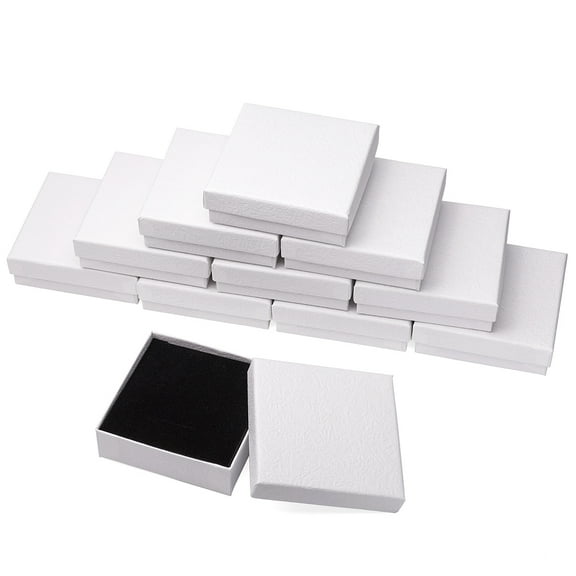 18pcs Cardboard Gift boxes with Black Sponge inside Square White 9x9x2.9cm