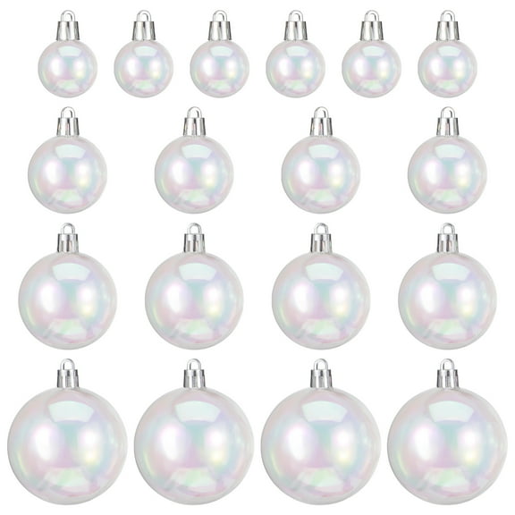 18pcs Christmas Baubles Round Balls Xmas Tree Ornament Shatterproof Plastic Hanging Ball Holiday Party Favor 3cm+4cm +5cm+6cm