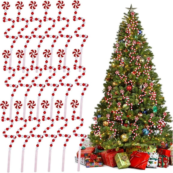18pcs Christmas Tree Candy Curly Picks Peppermint Candy Cane Tree Picks Ornament for Christmas Tree Wreath Vase Filler Home Decoration,11.8 inches