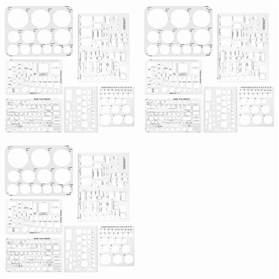18pcs Circle Template for Drafting, Geometric Shape Stencils Circle Square Measuring Ruler for Building Formwork Drawing