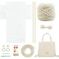 thumbnail image 1 of 18pcs DIY Knitting Crochet Bags Kit Hand-Knit Woven Bag Making Tool Cross Stitch Mesh Plastic Canvas Sheets Set Handmade Bag Purse Needlepoint Kit Crossbody Bag Crafting Material Beige, 1 of 8