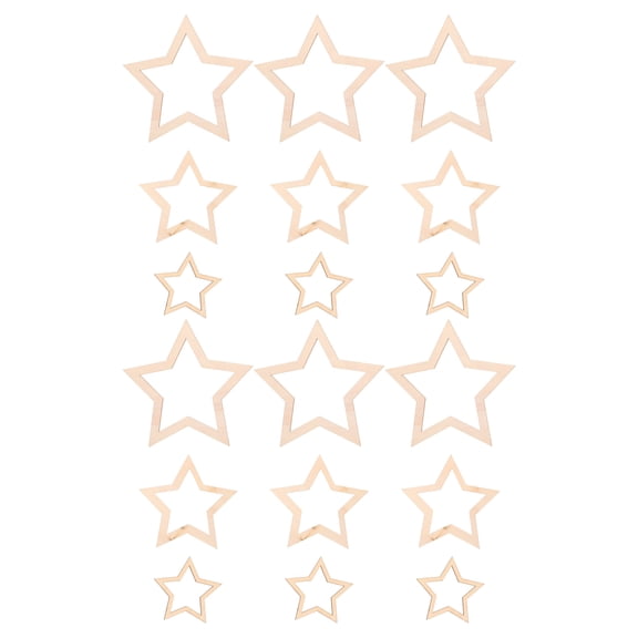 18pcs Dream Catcher Rings: Star Shaped Wooden Hoop Macrame Ring for Craft Macrame Wall Hanging Wedding Wreath Decor Khaki