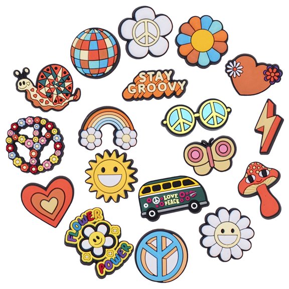 18pcs Flower Shoe Charms Fits for Sandals, Birthday Gift, or Wristband, or Party Favors for Kids, Boys, Teens, Men