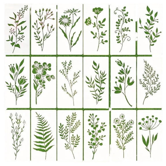 18pcs Grass Template Roll Grass Pattern Painting Template Hollow Out Painting Template Hand Drawn Graffiti Spray Pattern Painting Assistance
