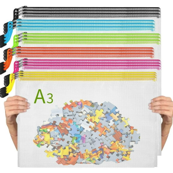 18pcs Mesh Zipper Pouch Bags, Board Game Storage, Large Reusable Puzzle Storage Bags,16.5x12.3in A3 Zipper Pouch for Organizing,Travel, Project, Office Supplies File Bags Zipper Bags