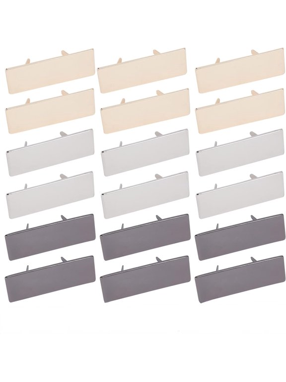 18pcs Metal Blank Stamping Tags 3 Colors Alloy Rectangle Blank Name Labels Marker DIY Handmade Logo Labels with Spacers Clothes Bags Label Signs