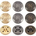 thumbnail image 1 of 18pcs Metal Blazer Button Set Crown Vintage Shank Buttons 14.5mm for Blazer Suits Coat Uniform and Jacket - Antique Golden, 1 of 7