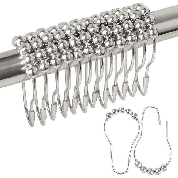 18pcs Metal Roller Glide Shower Curtain Ring