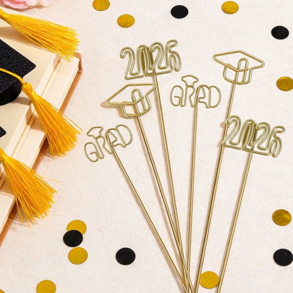 OuMuaMua 18 Piece 2026 Graduation Gold Photo Holder – Grad Cap Table Number Card Stand – 12″ Party Decor – Party Favors Supplies