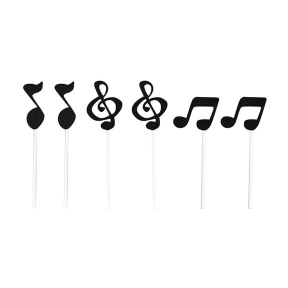 18pcs Music Symbols Notes Cupcake Toppers for Dessert Birthday Party Decor (Black)