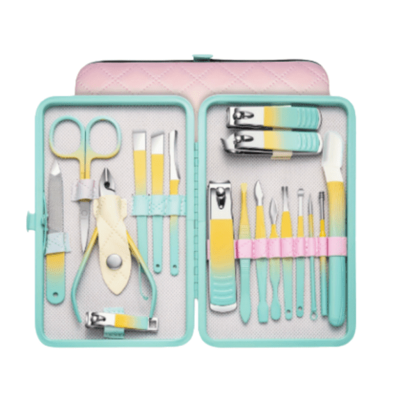 18pcs Nail Clipper,Rainbow Chameleon Manicure Nail Kits,Stainless Steel Professional Pedicure Set,Nail Scissors,Nail File,Fingernail