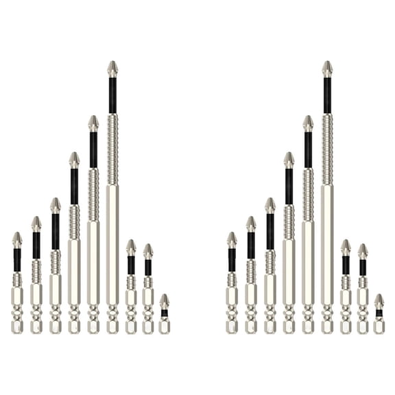 18pcs PH2 -Magnetic Screwdriver Bit Anti-Slip Long Drill Bits 25-150mm for Electric Screwdrivers Hand Drills