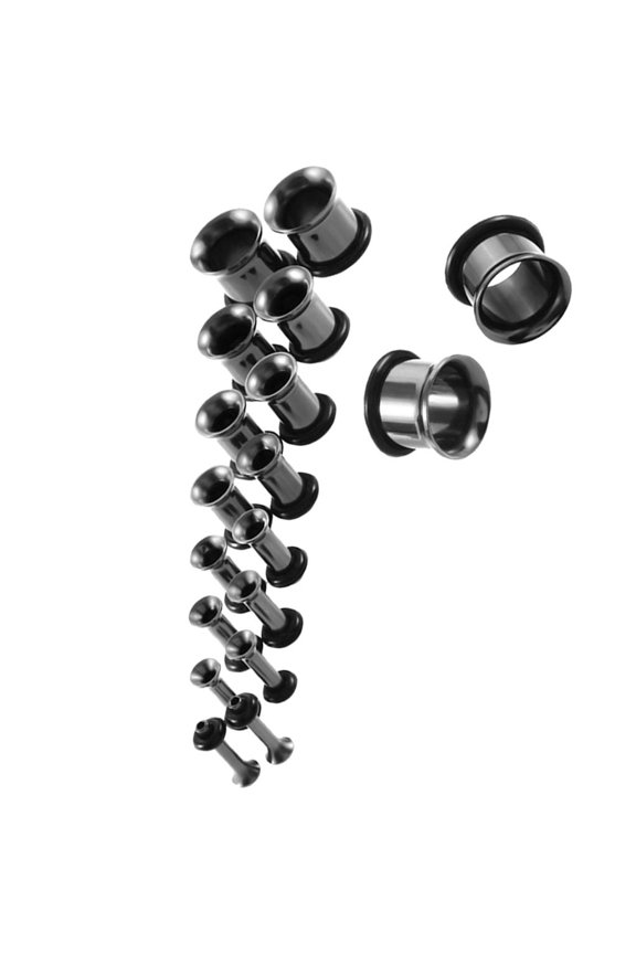18pcs/Pack 14G-00G Assorted Stainless Steel Ear Plug Stretng Single Flared With Rubber