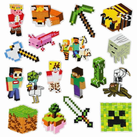 18pcs Patch Pixel Style Embroidered Iron-On Patches