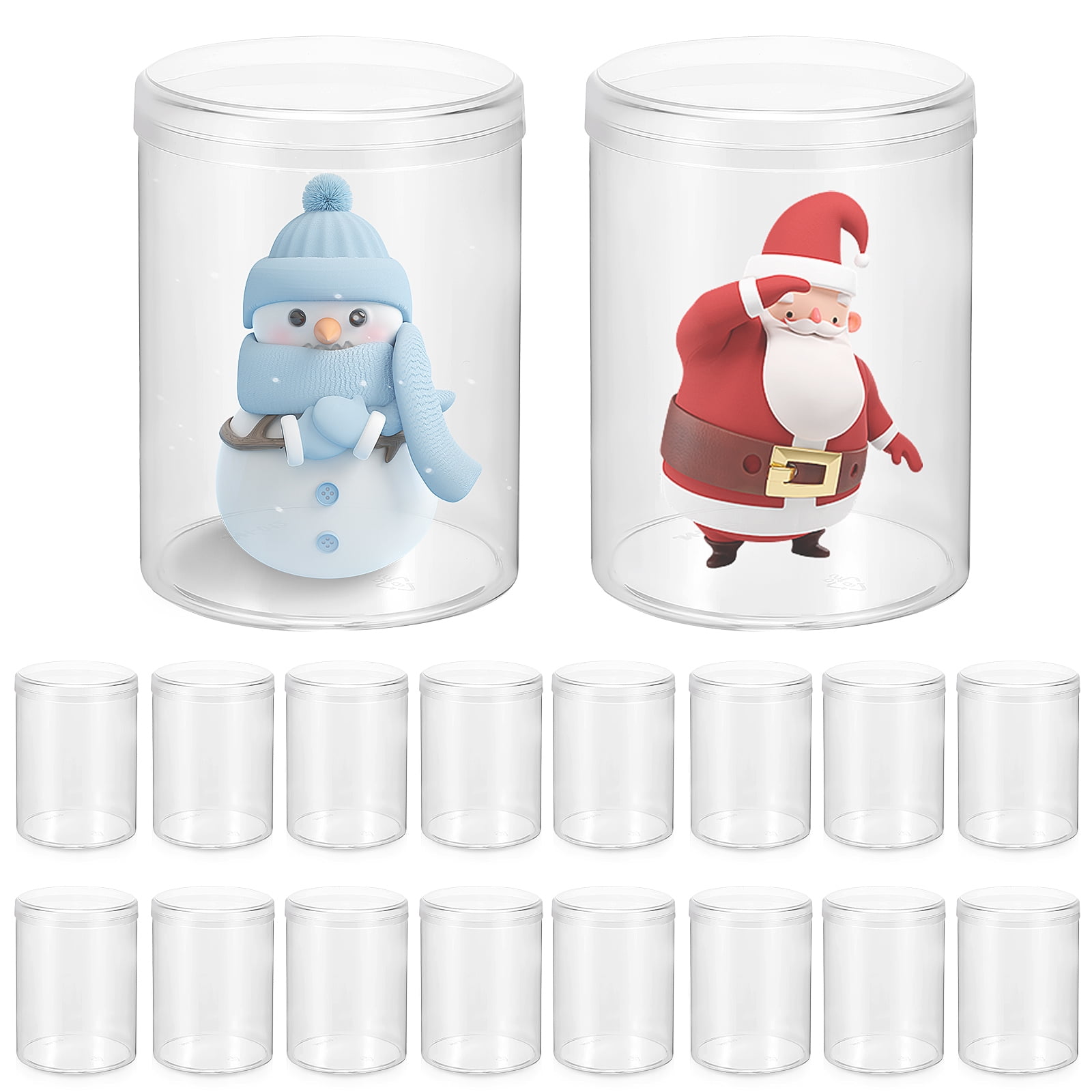 18pcs Plastic Display Boxes Cylinder Figurine Display Cases Transparent