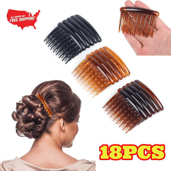 18pcs Plastic Teeth Hair Combs, Tortoise Side Comb Hair Accessories for Fine Hair