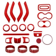 18pcs Red Car Interior Decor Trim Kits for Jeep for Wrangler JK JKU 4 Door 11-17
