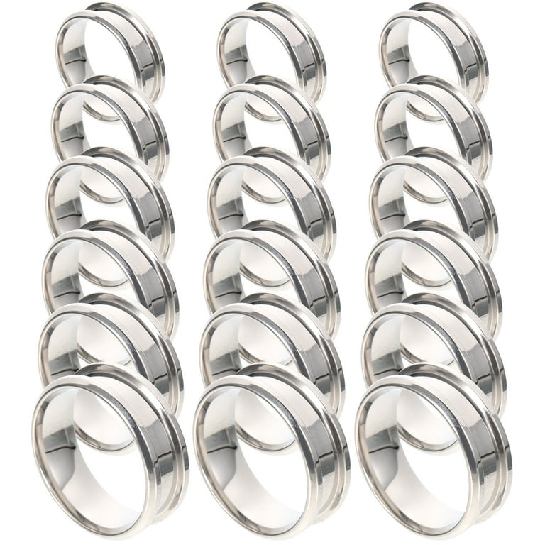 NUOLUX 18pcs Ring Blanks Grooved Plain Finger Ring Stainless Steel Finger  Ring Jewelry Making