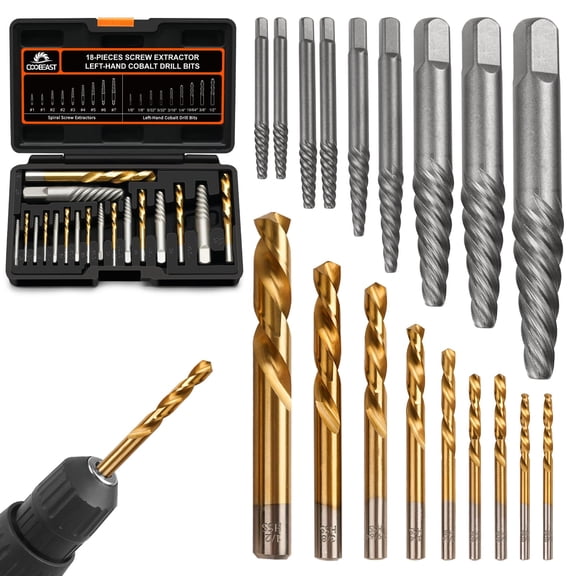 18pcs Screw Extractor Set and Left Hand Drill Bits For Removing Broken Bolt Extractor Kit, Easy Out Screw Extractor Set, Screw Remover Tool With Storage Case, Gifts for Men, Dad and Husband
