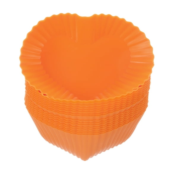 18pcs Silicone Cupcake Liners, 2.75 Inch Silicone Baking Cups Non-Stick Muffins Mold, Orange Heart