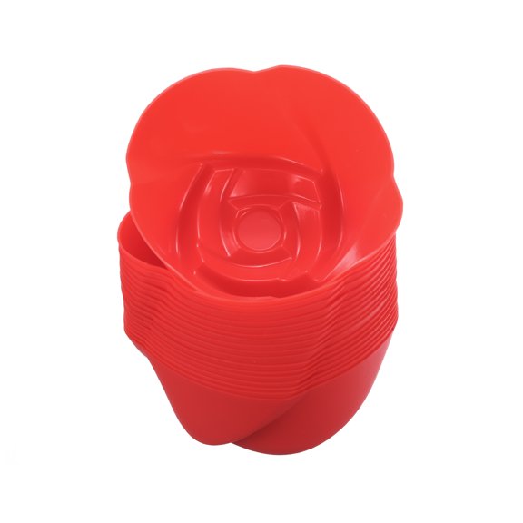 18pcs Silicone Cupcake Liners, 2.75 Inch Silicone Baking Cups Non-Stick Muffins Mold, Red Flower