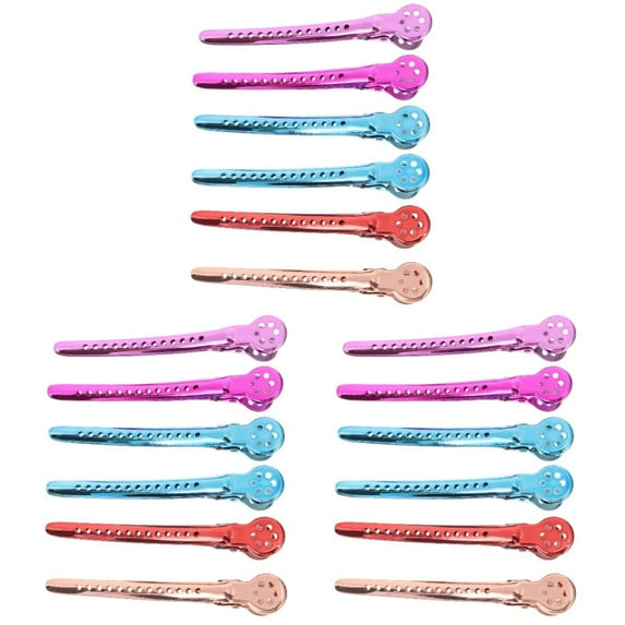 18pcs Slip Women Duckbill Salon Hairpin Barrettes Duck Hair Metal Steel Sectioning for Men Holder Clip Barbershop Holes Cutting Hairdressing with Coloring Alligator Home Hairpins