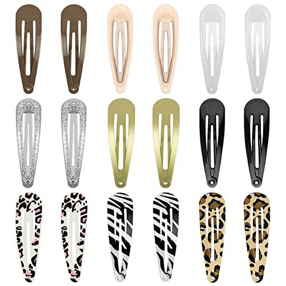 18pcs Snap Hair Clips for Women Girls, 2 Inch Metal Hair Clips for Thin