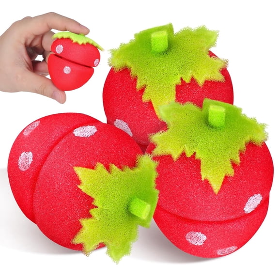 18pcs Strawberry Hair Rollers Heatless Curling Rods Soft Sponge Rollers for Overnight Use No Heat Damage Sleep-in Curlers for Women