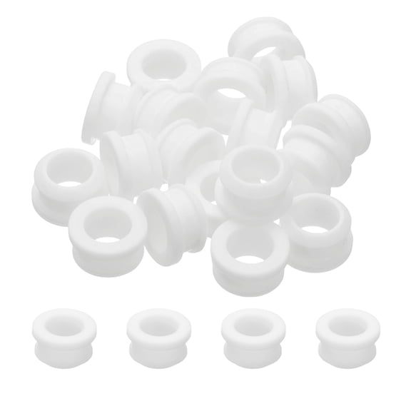 18pcs Wire Grommet, 16mm Mounting Dia Plastic Grommets Cable Snap Bushing Cable Mounting Hose Bushing Grommet Protector Fasteners Locking Silicone for Wire Cable Hose, White