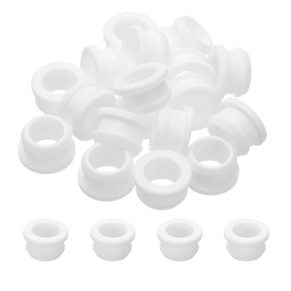 18pcs Wire Grommet, 17mm Mounting Dia Plastic Grommets Cable Snap Bushing Cable Mounting Hose Bushing Grommet Protector Fasteners Locking Silicone for Wire Cable Hose, White