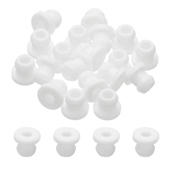 18pcs Wire Grommet, 7mm Mounting Dia Plastic Grommets Cable Snap Bushing Cable Mounting Hose Bushing Grommet Protector Fasteners Locking Silicone for Wire Cable Hose, White
