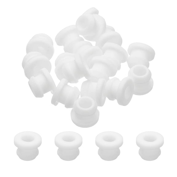 18pcs Wire Grommet, 8mm Mounting Dia Plastic Grommets Cable Snap Bushing Cable Mounting Hose Bushing Grommet Protector Fasteners Locking Silicone for Wire Cable Hose, White