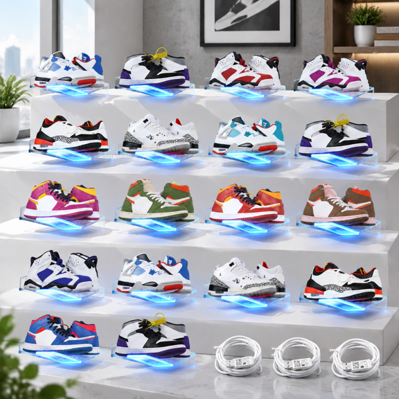 18pcs+clear 18Pcs Floating Color Changing LED Shoe Display Rack