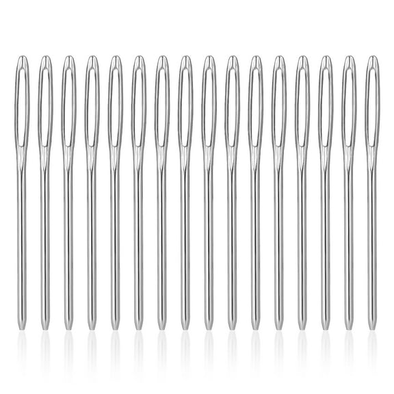 18pcs Large-Eye Blunt Needles, 2" 2.36" 2.75" Yarn Knitting Needles Tapestry Sewing Needles Wool Hand Metal Sewing Knitting Needles for Crochet Projects (Silver)