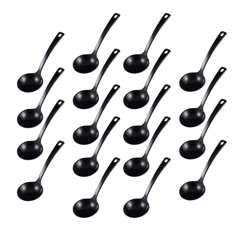 18pcs serving spoons black soup spoons ramen serving spoons melamine