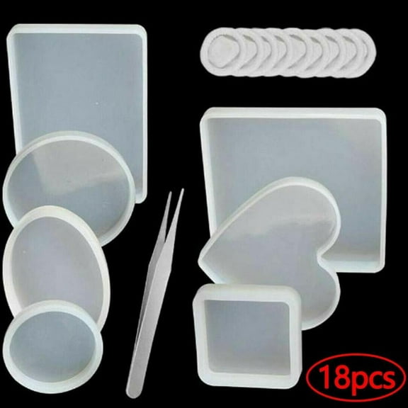 18pcs/set Epoxy Resin Molds For Diy Coasters Silicone Jewelry Making Mould K7S0