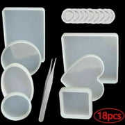 18pcs/set Epoxy Resin Molds For Diy Coasters Silicone Jewelry Making Mould K7S0